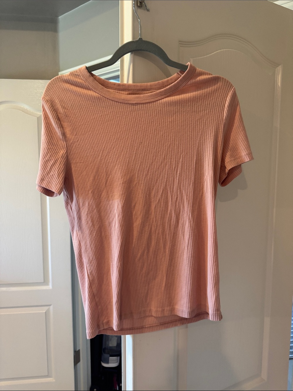 Women’s Ribbed Short Sleeve Top - Blush Pink